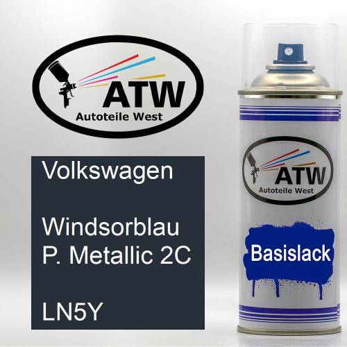 Volkswagen, Windsorblau P. Metallic 2C, LN5Y: 400ml Sprühdose, von ATW Autoteile West.